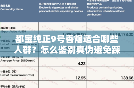 都宝纯正9号香烟适合哪些人群？怎么鉴别真伪避免踩坑？
